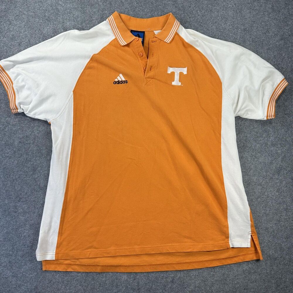 Tennessee Volunteers Shirt Polo Mens 2XL Orange NCAA Football Adidas Logo VTG